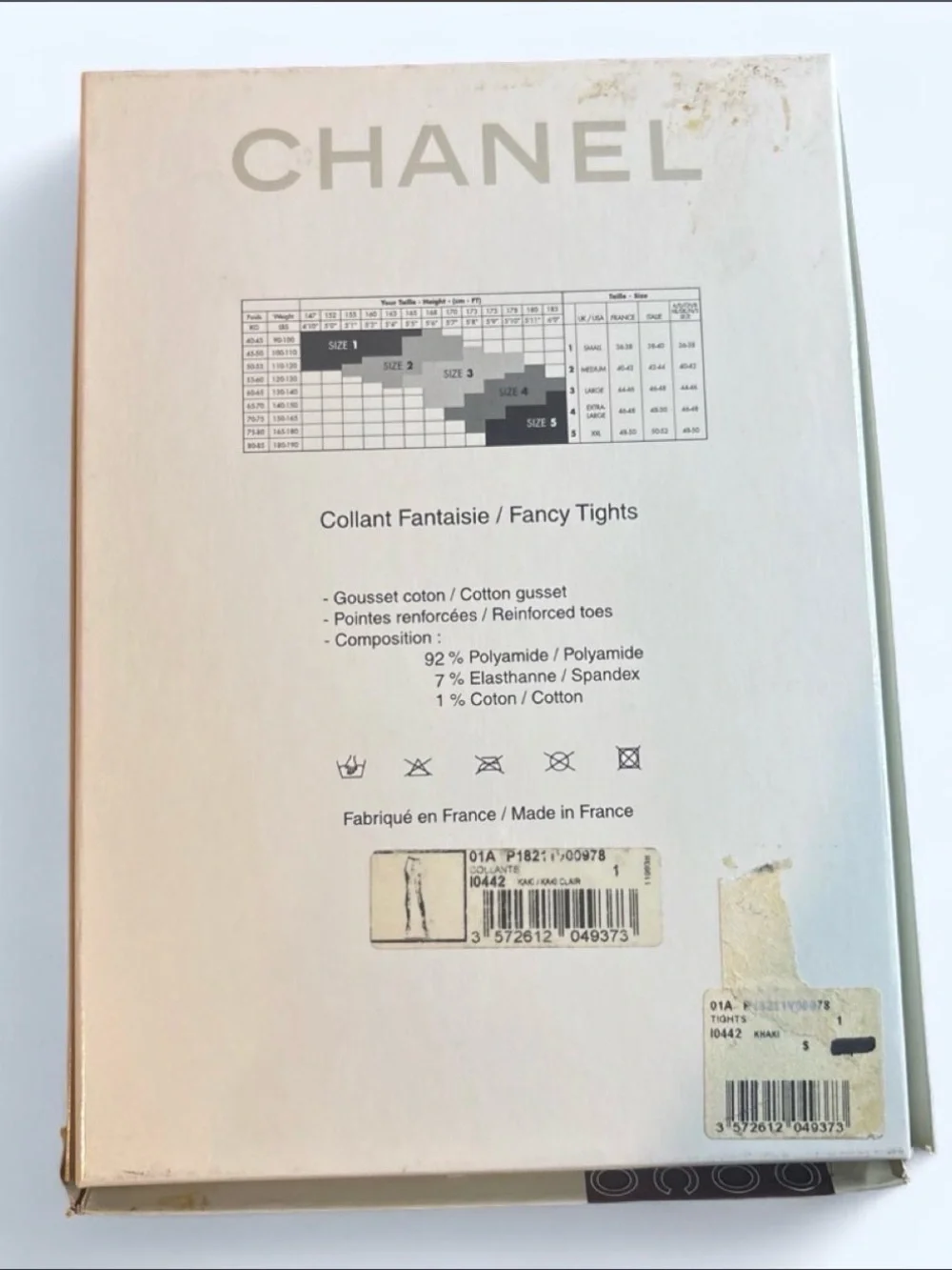 Chanel khaki Logo-Print tights with Original Box